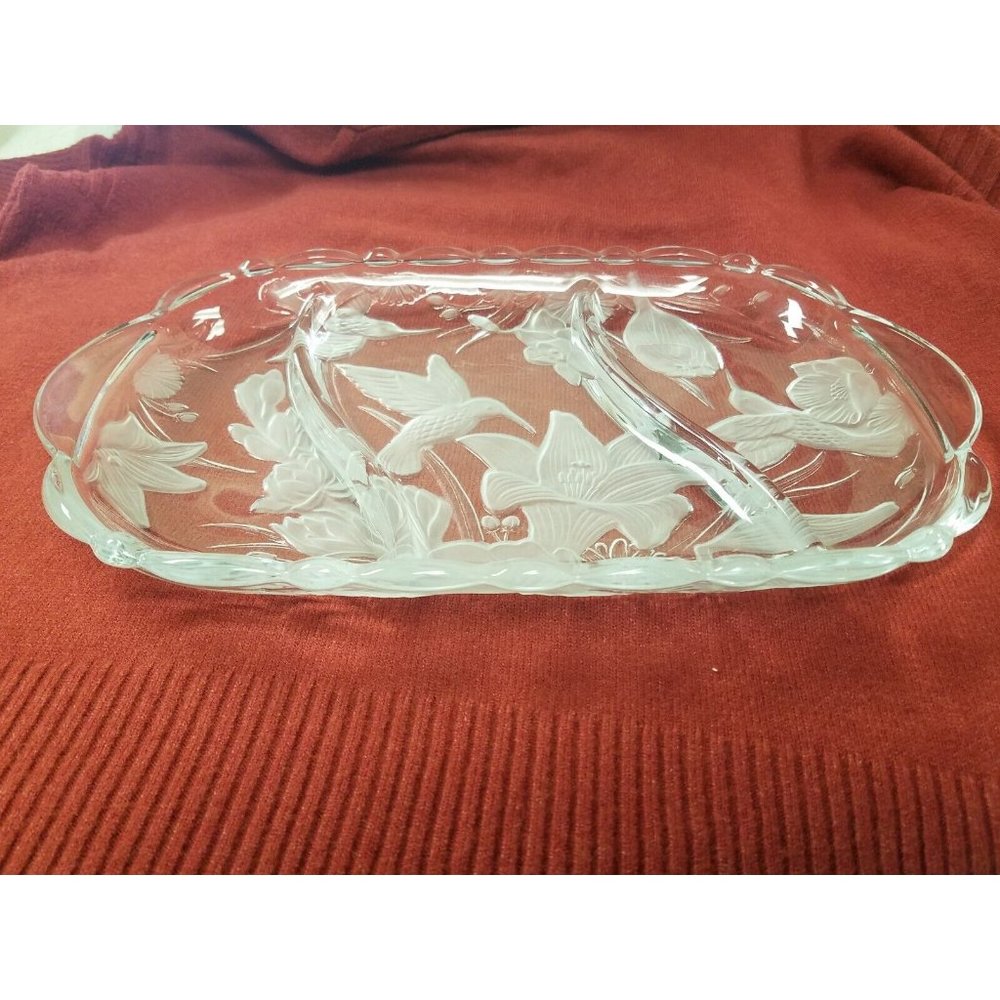 Crystal Clear Studio Paradise Garden Platter 3 Compartment Rectangle Tray birds